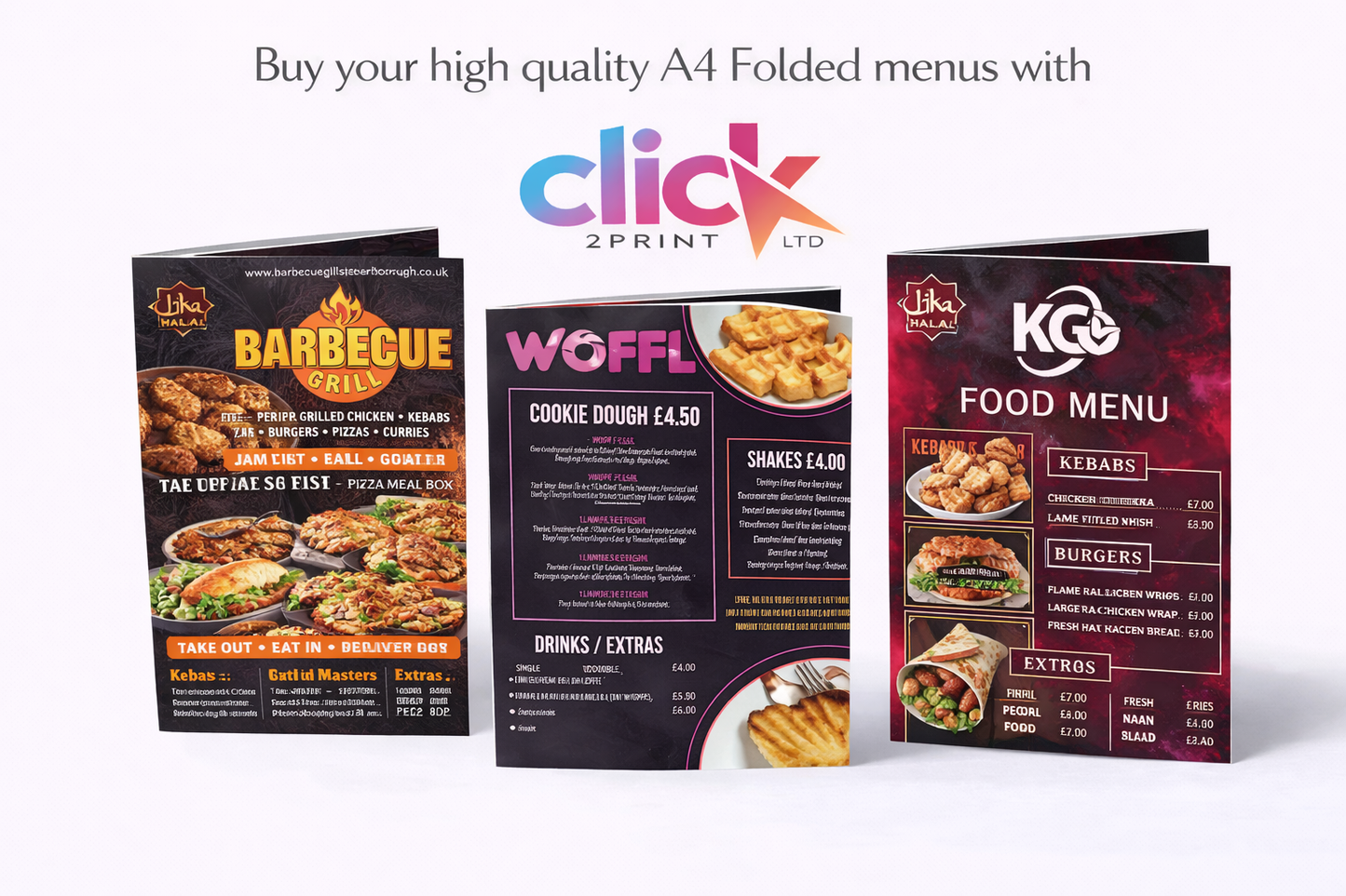 Double-sided A4 foldded menus with basic design work