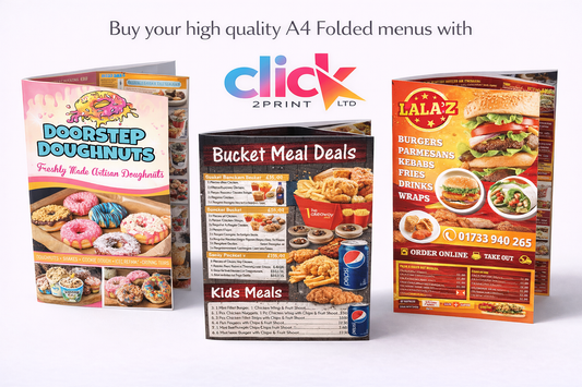 Double-sided A4 foldded menus with basic design work